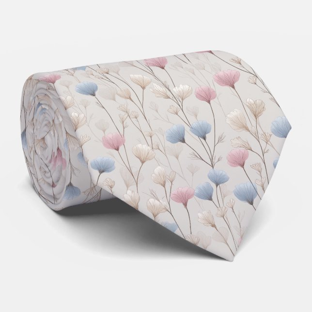 Cravate Pastel Wildflower Watercolor Pattern (Roulé)
