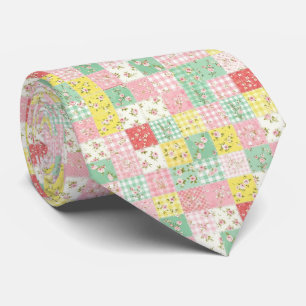Cravate Patchwork Floral Gingham Pastel Maison de Campagne