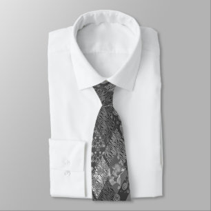 Cravate patchwork gris, gris, folklore, patchwork
