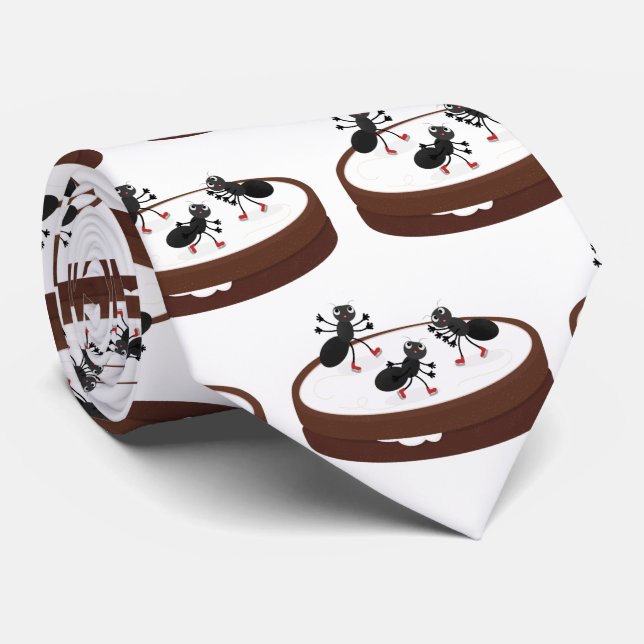 Cravate Patinage sur glace de fourmis joyeuses sur dessin  (Roulé)