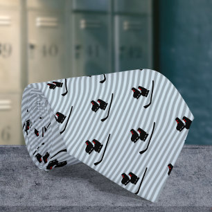 Cravate Patins et bâton de hockey sur glace Bleu