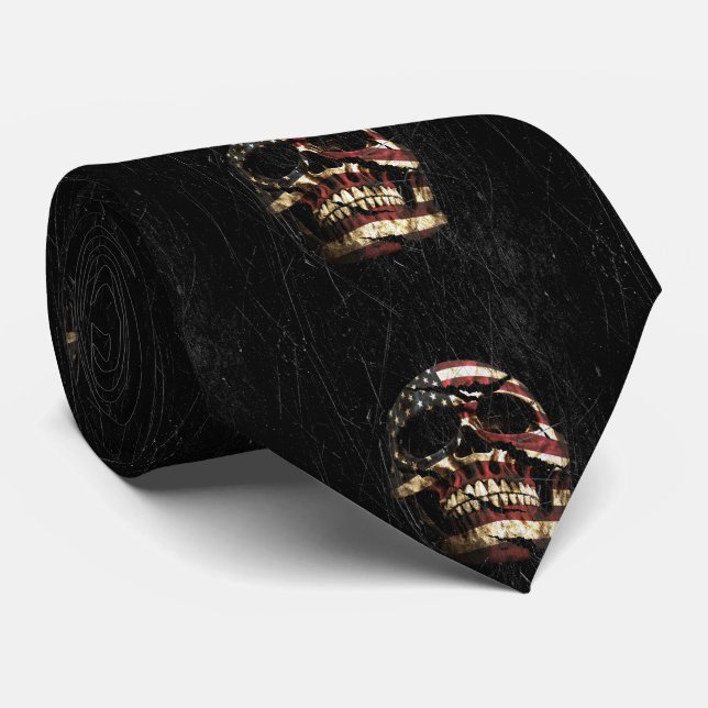 Cravate Patriote du crâne des États-Unis (Roulé)