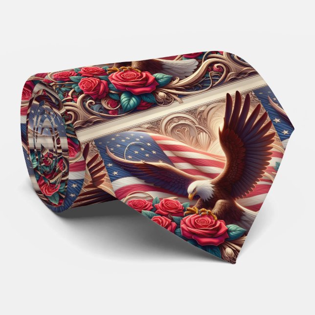 Cravate Patriotic American Flag Neck Tie (Roulé)