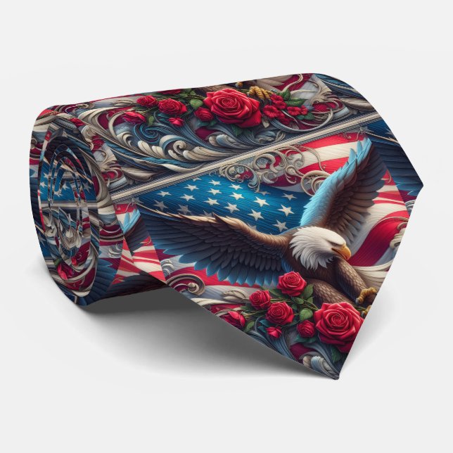 Cravate Patriotic American Flag Neck Tie (Roulé)