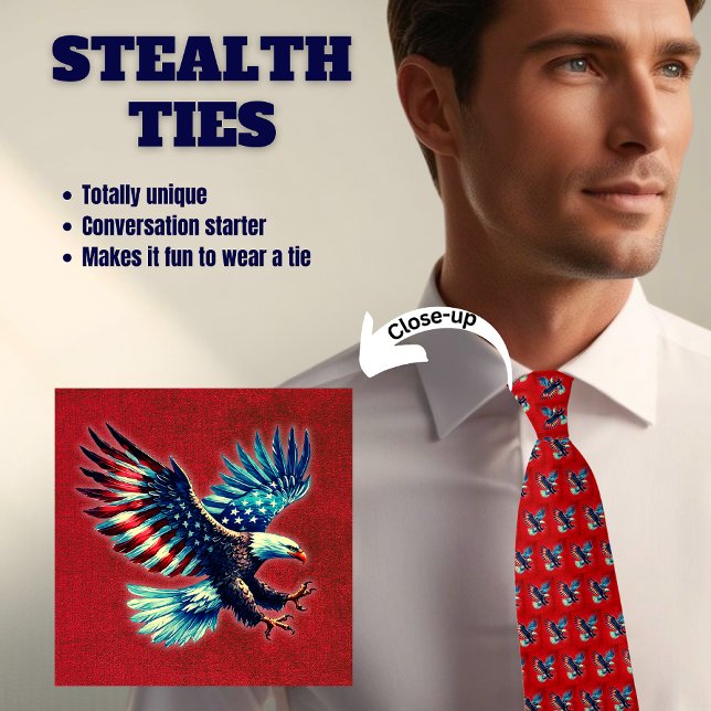 Cravate Patriotique Américain Aigle Rouge Blanc Bl (Créateur téléchargé)