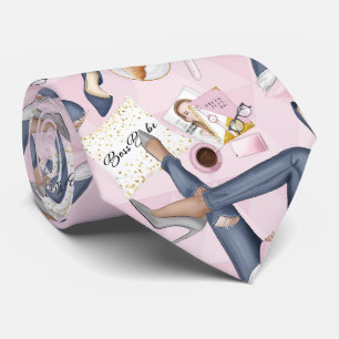 Cravate Patron de fille tiré à la main