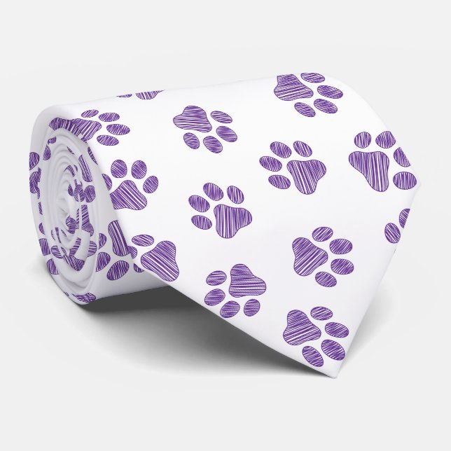 Cravate Patrouilles de Doodle, Paws de Chien, Paws De Purp (Roulé)