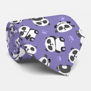 Cravate Patte de panda mignon fond bleu
