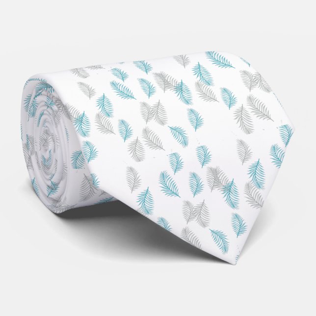Cravate Pattern Blue & Gray Leaves (Roulé)