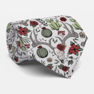 Cravate Pays rouge et vert Noël Cerf Tête Antlers