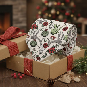 Cravate Pays rouge et vert Noël Cerf Tête Antlers