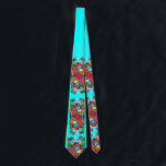 Cravate PEACOCKS EN AMOUR Bleu Rouge Turquoise Vert Floral<br><div class="desc">Peacocks avec fleurs aquarelle peinture de Bulgan Lumini (c)</div>