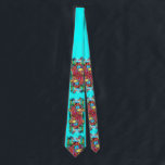 Cravate PEACOCKS EN AMOUR Bleu Rouge Turquoise Vert Floral<br><div class="desc">Peacocks avec fleurs aquarelle peinture de Bulgan Lumini (c)</div>
