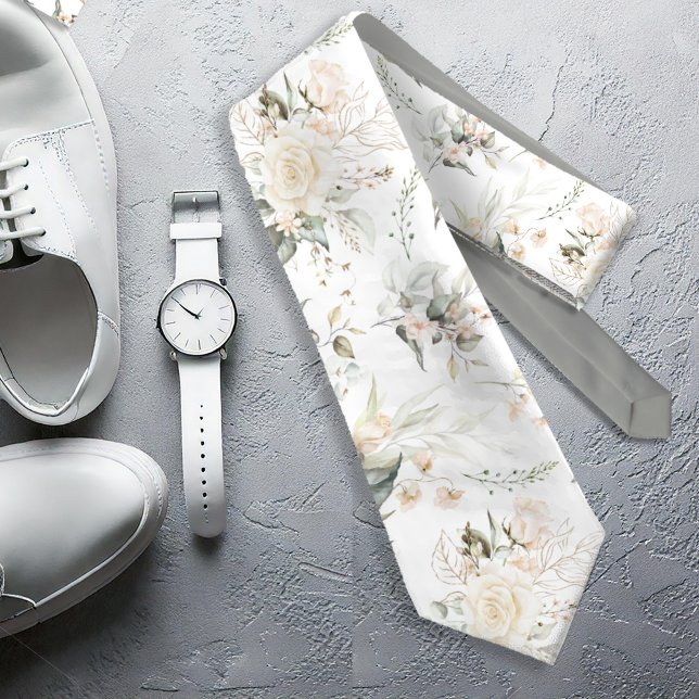 Cravate Pearl Blush Floral Elegance Motif Sage ID989 (Créateur téléchargé)