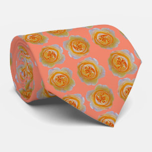 Cravate Pêche Orange Rose Élégant Motif répétitif Pêche