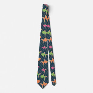 Cravate Pêche Rétro Papa Motif Néon Poisson