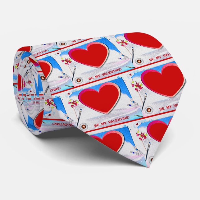 Cravate Peint Valentine Heart Ajouter Votre Photo (Roulé)