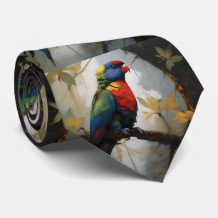 Cravate Peinture à l'huile Rainbow Lorikeet