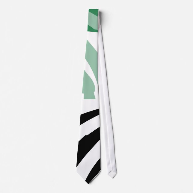 Cravate Peinture Abstraite en noir blanc vert (Devant)