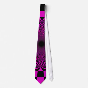 Cravate Peinture abstraite funky rétro Black Pink