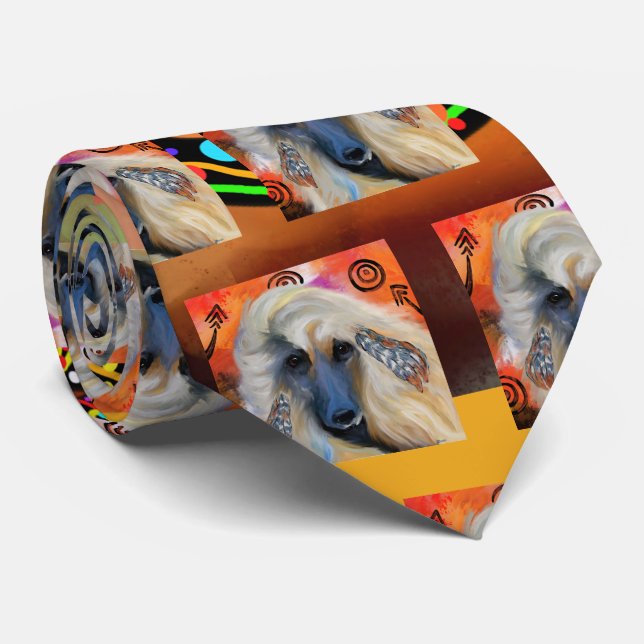 Cravate Peinture artistique Kokopelli Afghan Hound         (Roulé)