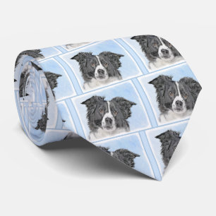 Cravate Peinture Collie Bordure - Joli art original chien