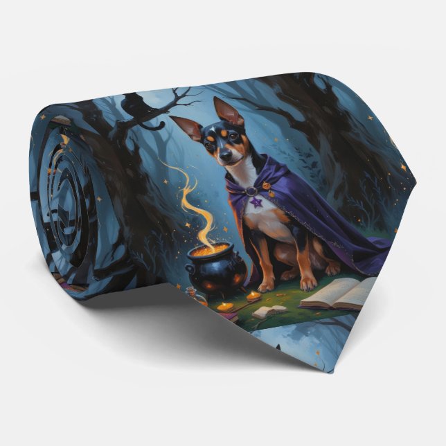 Cravate Peinture de Halloween fantaisiste de chien Affenpi (Roulé)