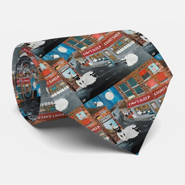 Cravate Peinture de Sheep Town par Alfred Fox (Roulé)