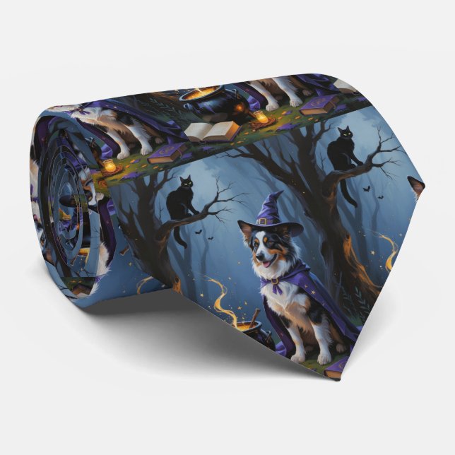 Cravate Peinture fantaisiste d'Halloween de Berger Austral (Roulé)