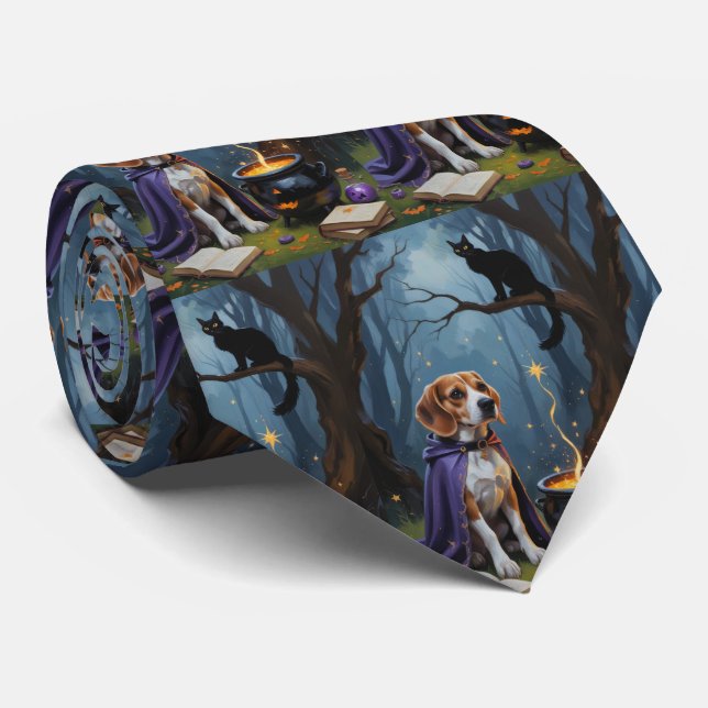 Cravate Peinture fantaisiste d'Halloween de chien Beagle (Roulé)