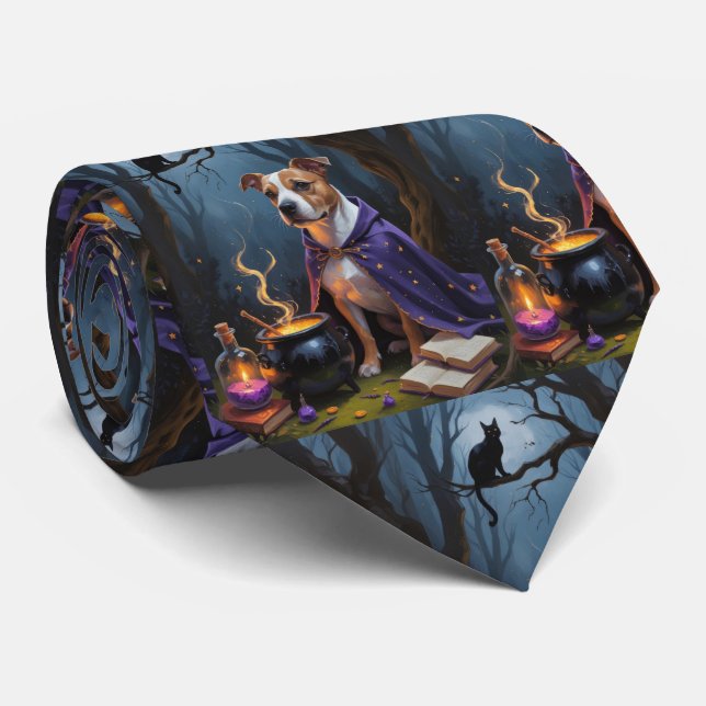 Cravate Peinture fantaisiste d'Halloween de chien Terrier  (Roulé)