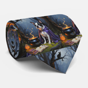 Cravate Peinture fantaisiste d'Halloween de chien Terrier