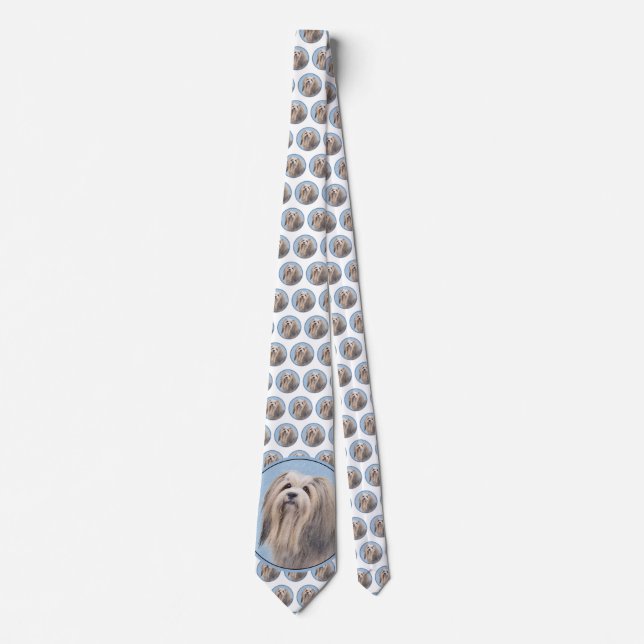 Cravate Peinture Havanaise (Argent) - Cute Original Chien  (Devant)