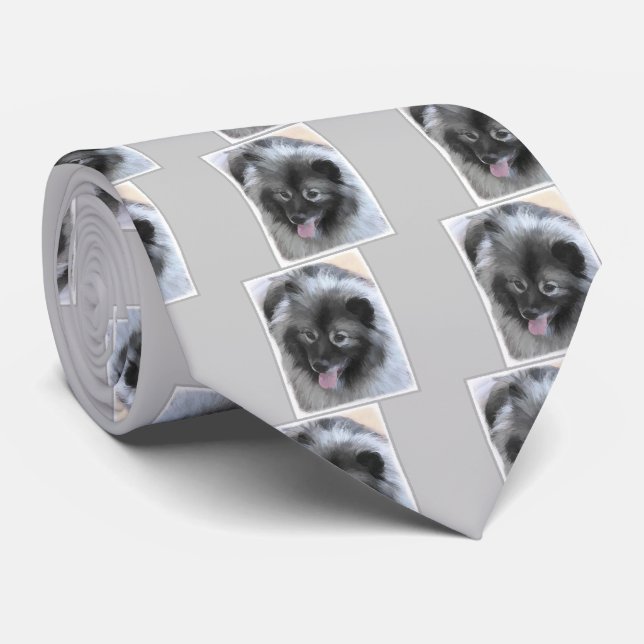 Cravate Peinture Keeshond Bailey - Cute Original Chien Art (Roulé)