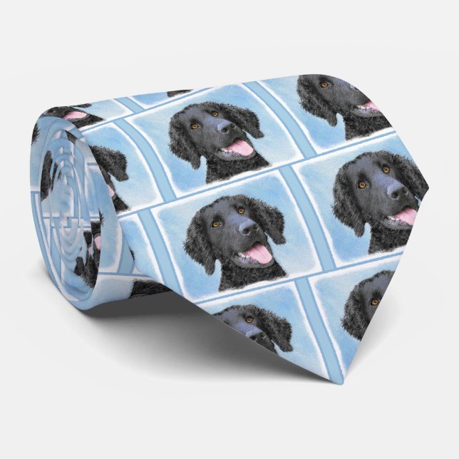 Cravate Peinture Retriever recouverte de boue - Art Chien  (Roulé)