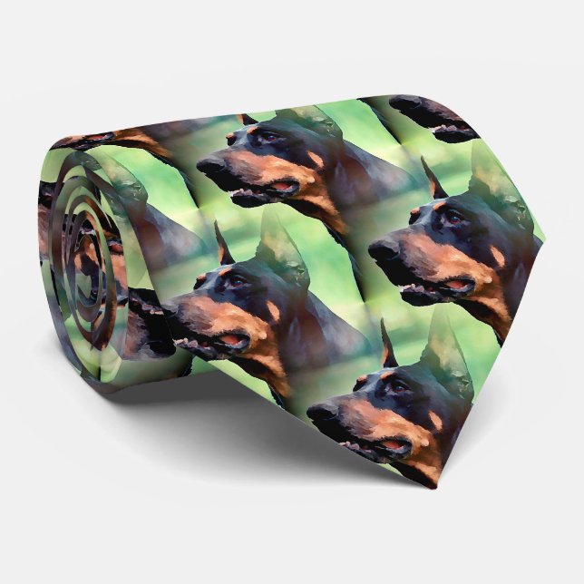 Cravate Peinture rêveuse de visage de Pinscher de (Roulé)