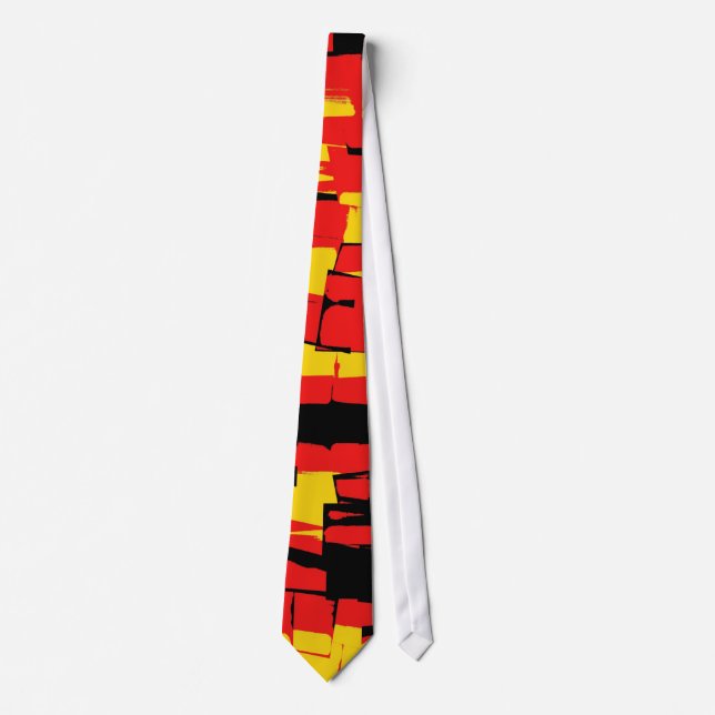Cravate Peinture rouge jaune noir Retro Art Abstrait (Devant)