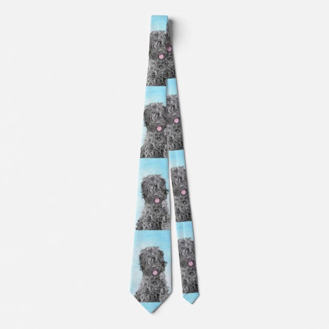 Cravate Peinture russe Terrier noir - Chien original migno (Devant)