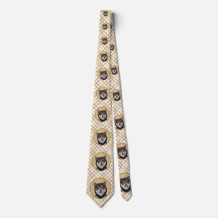 Cravate Peinture Shiba Inu (Noir et Tan) - Art Chien