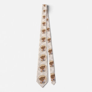 Cravate Peinture Shiba Inu (Rouge) - Art Chien original