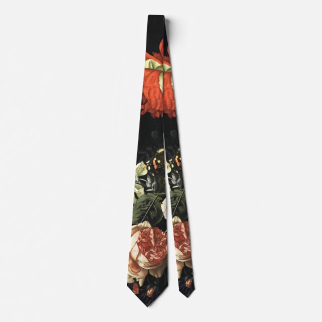 Cravate Peinture vintage Vie morte avec Fleurs (Devant)