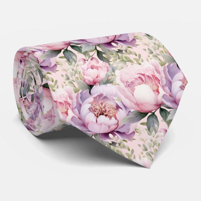 Cravate Peonies Floral Peony Flowers (Roulé)