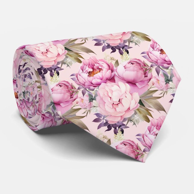Cravate Peonies Floral Peony Flowers (Roulé)