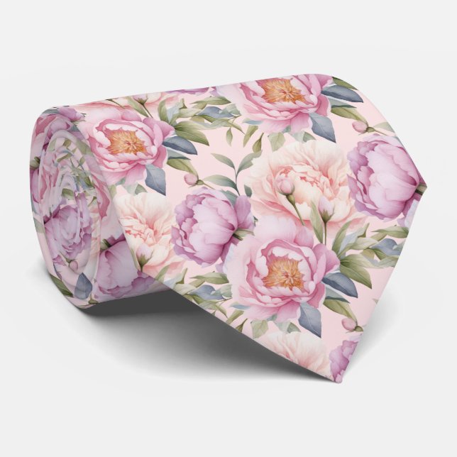 Cravate Peonies Floral Peony Flowers (Roulé)