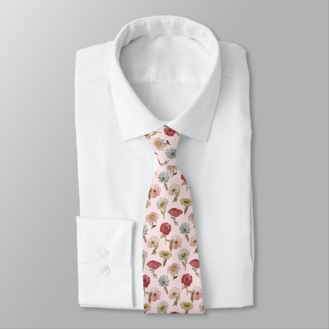 Cravate Pépites Motifs de fleurs rétro (Attaché)