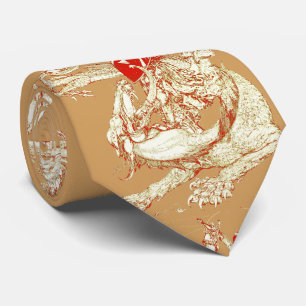 Cravate PERCEVAL ET DRAGON, QUÊTE SAINT Imaginaire Brown