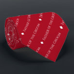 Cravate Père de la chambre répéter le texte blanc sur le r<br><div class="desc">Ce cravate rouge amusant est l'accessoire parfait pour le père du marié à votre mariage. Il présente un design simple mais élégant avec le mot "Père de la chambre" écrit dans une police blanche sophistiquée tout en majuscules, et se répétant dans un motif en diagonale avec séparateurs de losange. Une...</div>
