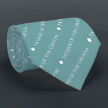 Cravate Père de la chambre répéter le texte blanc sur Turq<br><div class="desc">Ce cravate amusant turquoise ou de couleur turquoise est l'accessoire parfait pour le père du marié à votre mariage. Il présente un design simple mais élégant avec le mot "Père de la chambre" écrit dans une police blanche sophistiquée tout en majuscules, et se répétant dans un motif en diagonale avec...</div>