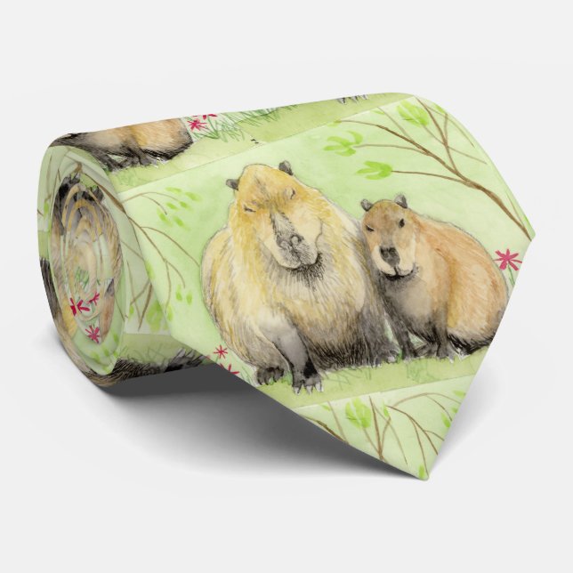 Cravate Père et bébé Capybara (Roulé)