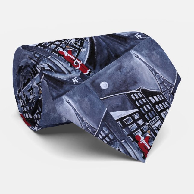 Cravate Père Noël à Paris Tableau d'Alfred Fox (Roulé)